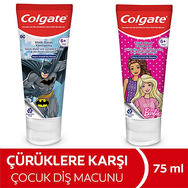Colgate Kids Barbie & Batman Fluoride Toothpaste – Cavity Protection for Children 6+, Gentle Oral Hygiene