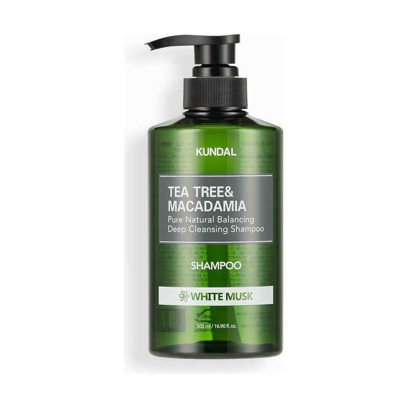 KUNDAL Tea Tree & Macadamia Pure Natural Deep Cleansing Shampoo  500ml | White Musk | Purifying Scalp Care with a Soft Musk Finish