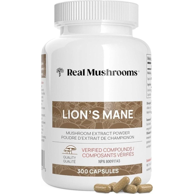 Real Mushrooms Lions Mane Organic Capsules  300 Count | Brain, Memory & Immune Support Supplement 300 Count (Pack Of 1)