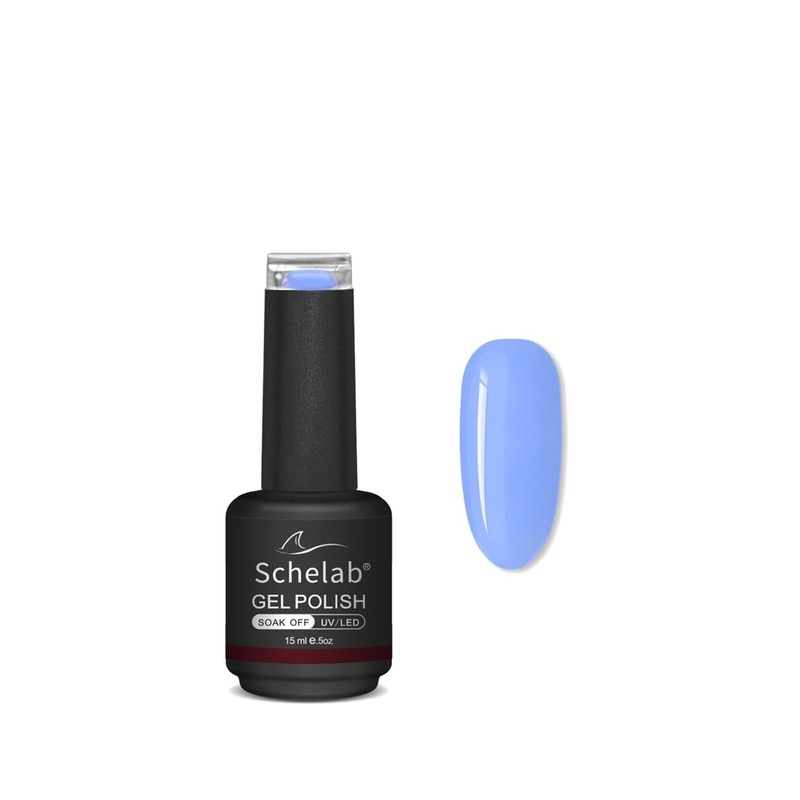 Schelab Long-Lasting Gel Nail Polish – Vivid Blue 015, 15ml, 3-Step Application for Durable Finish