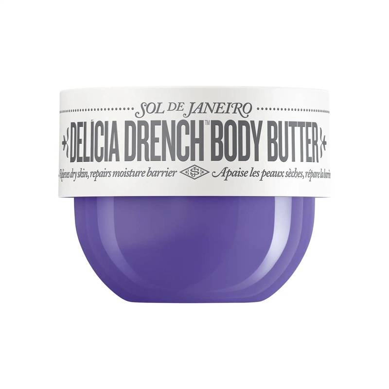 Sol de Janeiro Mini Delcia Drench Body Butter: Deeply Moisturizing for Dry Skin, Repairs Skin Barrier, Calms Redness – Warm Vanilla & Sandalwood