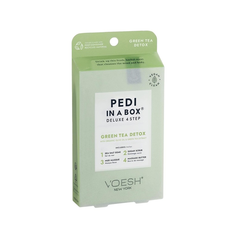 Voesh New York Deluxe 4-Step Pedicure Set with Green Tea – Comprehensive At-Home Spa Experience