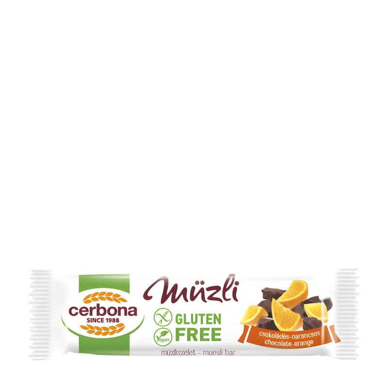 Cerbona Chocolate-Orange gluten-free muesli bar, 35 g