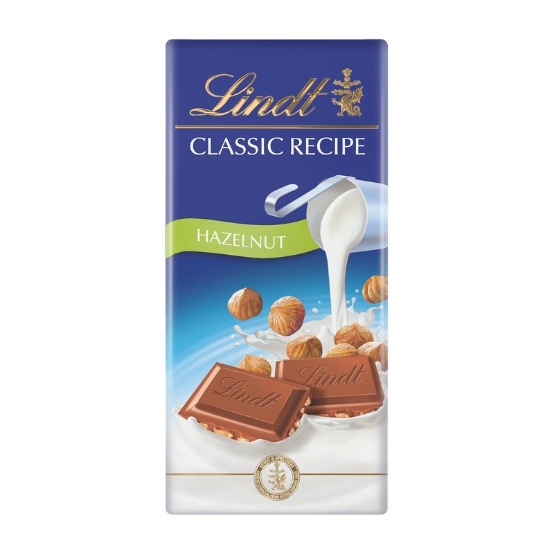Lindt Classic Recipe hazelnut milk chocolate bar, 100 g