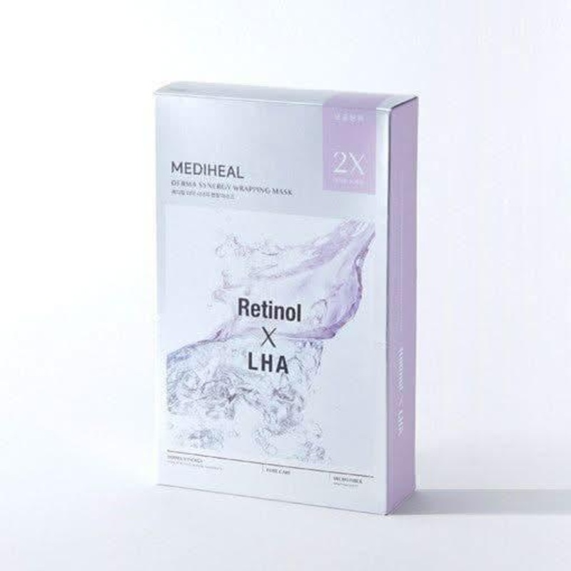 MEDIHEAL Derma Synergy Wrapping Mask Sheet  10 Count | Retinol + LHA for Pore-Tightening & Oil Control