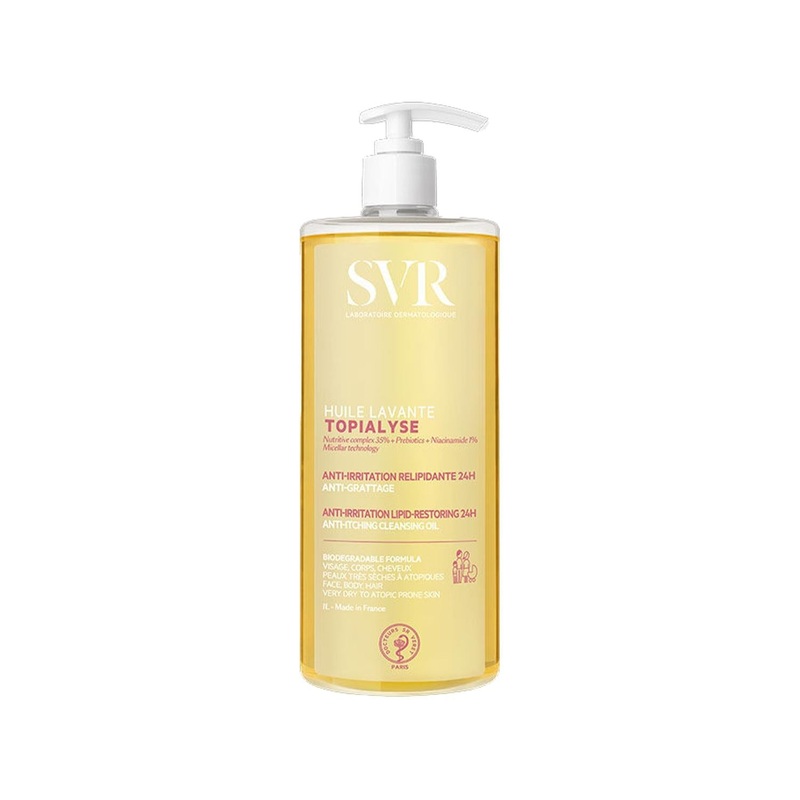 SVR Topialyse: 1000ml Hydrating Facial Cleansing Oil for Dry & Sensitive Skin | Gentle Face Wash, Effectively Cleanses & Maintains Moisture