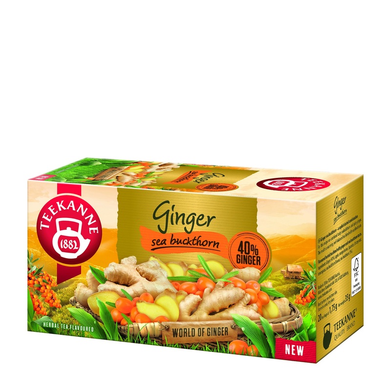 Teekanne Ginger & Sea Buckthorn herbal tea, 20 Count