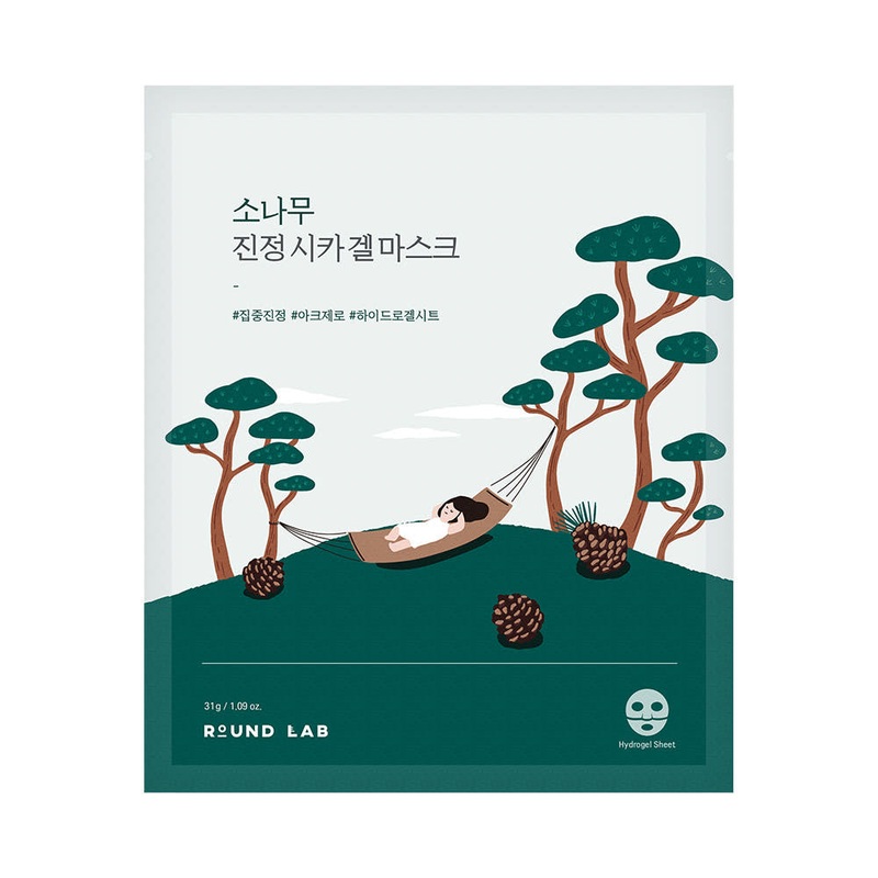 Round Lab Pine Calming Cica Gel Mask  5 Masks (31g Each) | Soothing, Cooling Care for Stressed & Irritated Skin