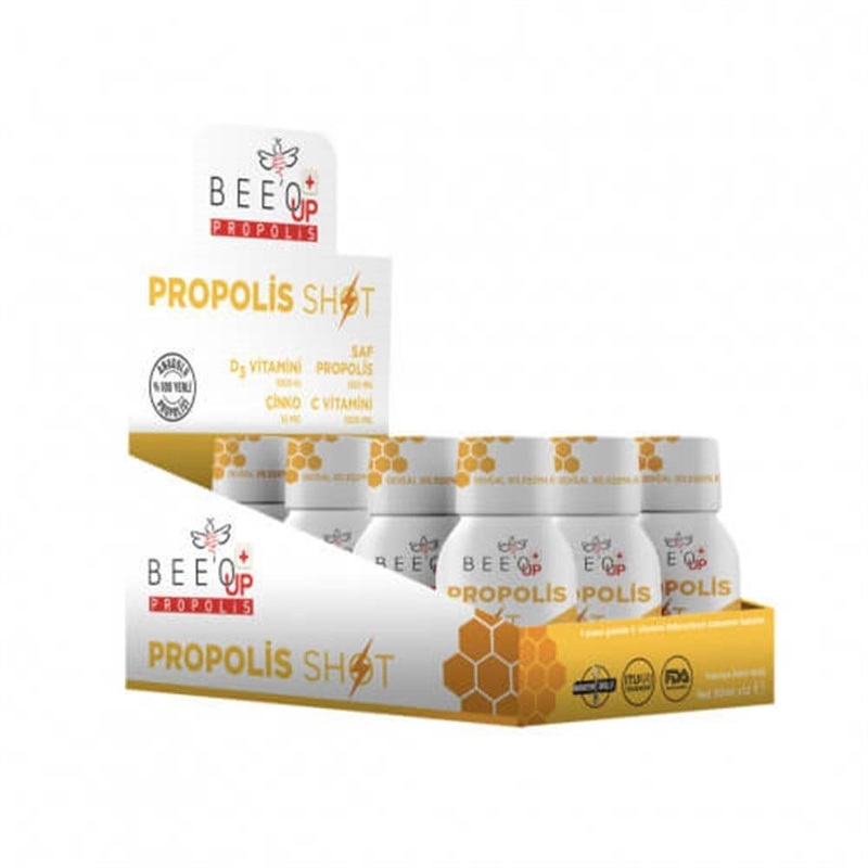 BEE & YOU Dietary Supplement Shots – Vitamin C, Zinc, D3 & Propolis – 12 x 50ml Shots for Natural Immune Support