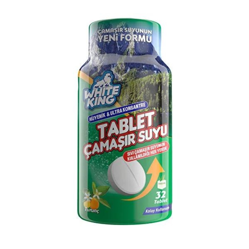 White King Laundry Bleach Tablets – Concentrated Cleaning Power, Stain Remover & Disinfectant – 32 Tablets