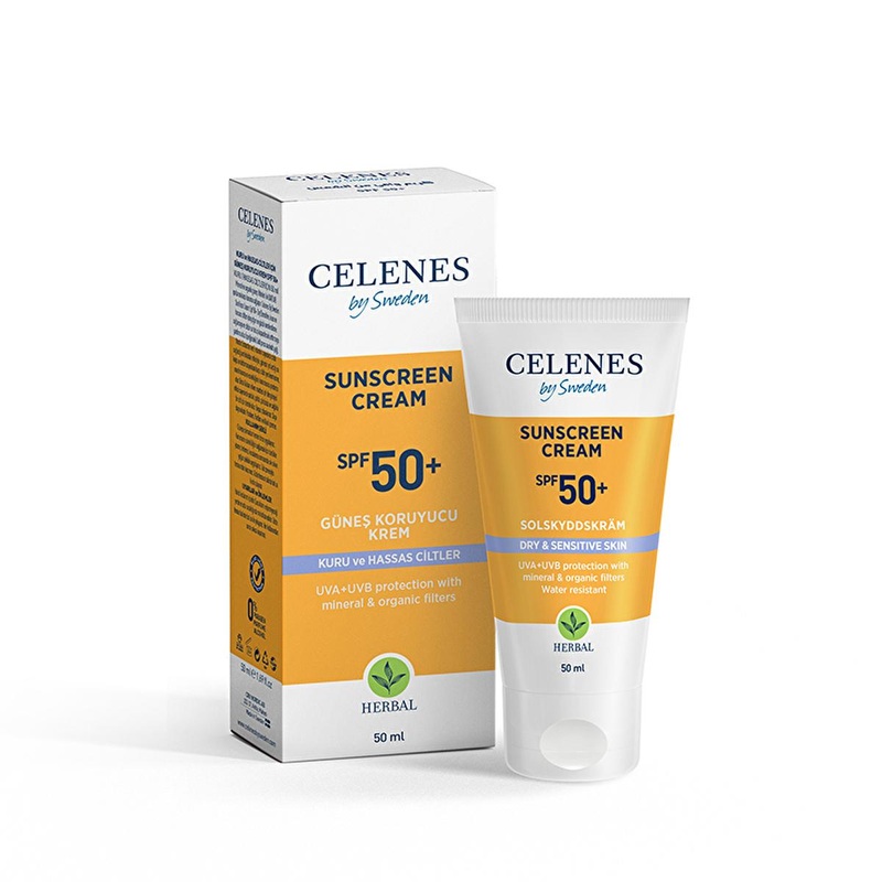 Celenes Herbal SPF 50+ Sunscreen: Hydrating UVA/UVB Protection for Dry, Sensitive Skin – Mineral & Organic Filters
