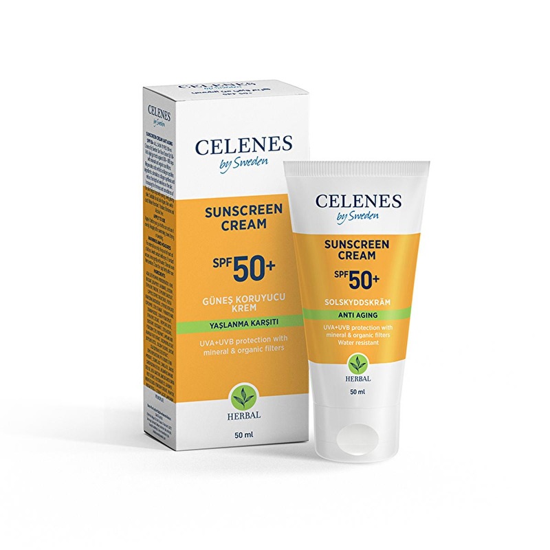 Celenes Herbal: SPF 50+ Anti-Aging Sunscreen – Protect & Rejuvenate Sensitive Skin with Collagen, Fragrance & Paraben Free, Water Resistant – 1.69 fl oz