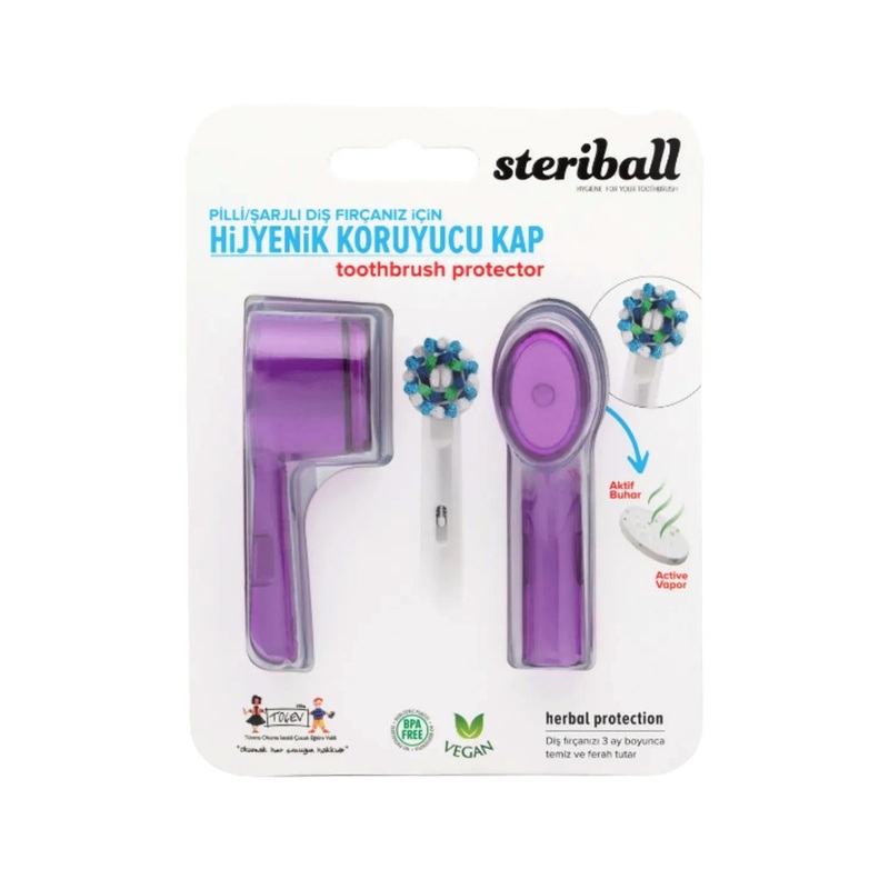Steriball Hygienic Toothbrush Holder Purple 2-Pack – Electric Toothbrush Container for Steriball Brushes