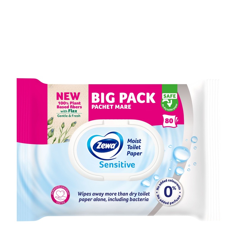 Zewa Sensitive moist toilet tissues, 80 Count