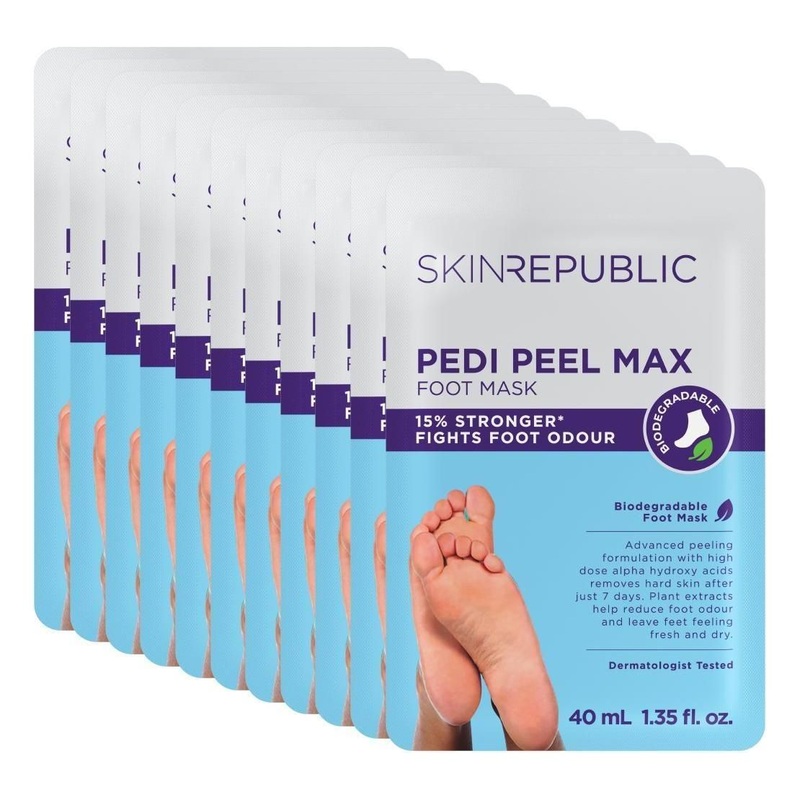 Skin Republic Pedi Peel Max Intensive Exfoliating Treatment  Pack of 10 | 15% Stronger Formula for Cracked Heels & Hard Skin