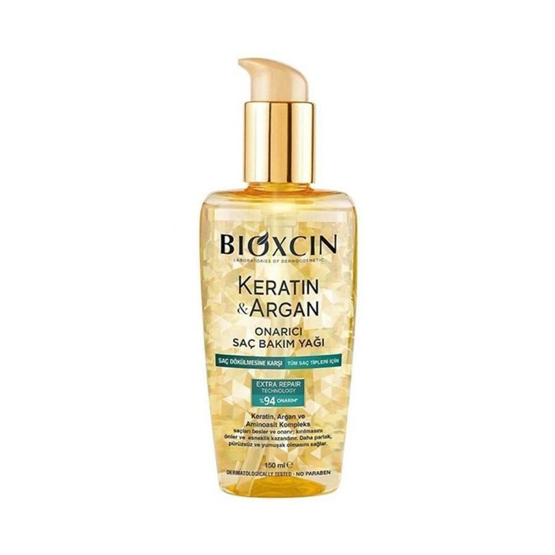 Bioxcin Keratin & Argan Hair Repair Oil: Deeply Nourishes, Repairs Damage & Restores Shine for Dry, Damaged Hair – 5.07 fl oz