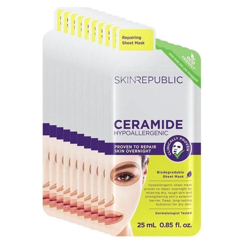 Skin Republic Ceramide Complex 3% Sheet Mask  Pack of 10 | Deep Hydration & Barrier Repair