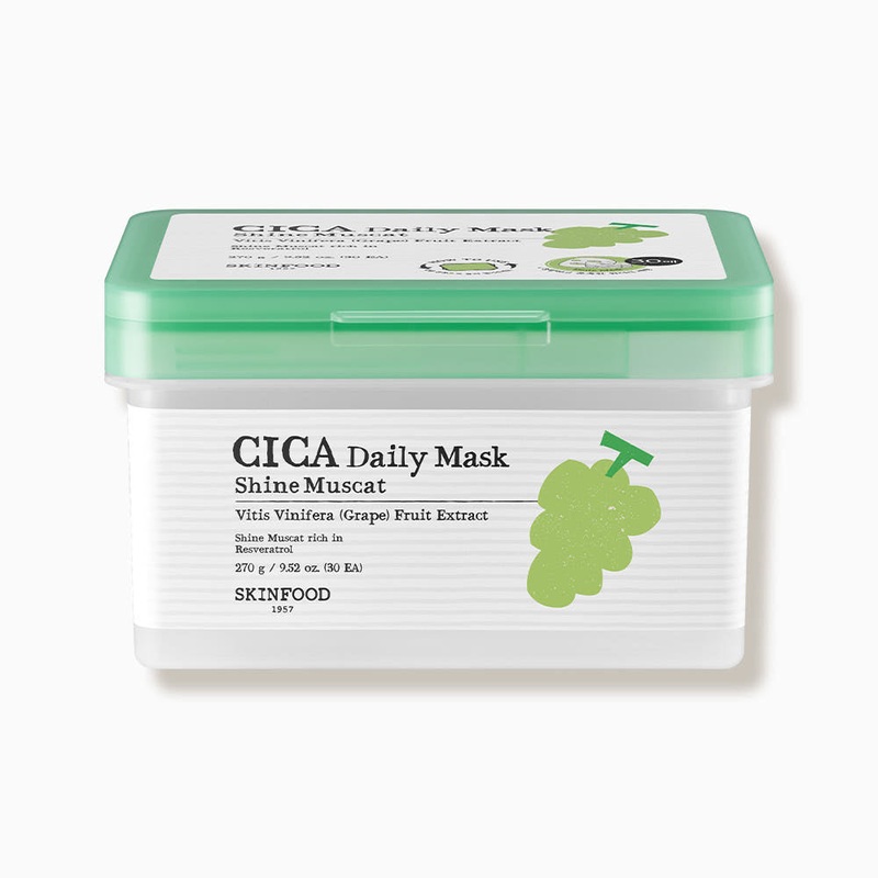 SKINFOOD Shine Muscat Cica Daily Mask  270g / 30 Sheets | Soothing & Hydrating Sheet Masks for Daily Use