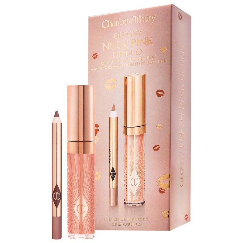 Charlotte Tilbury: Mini Lip Gloss Lip Liner Set – Collagen Lip Bath Gloss, High Shine, Fuller Lips Makeup, Travel Size