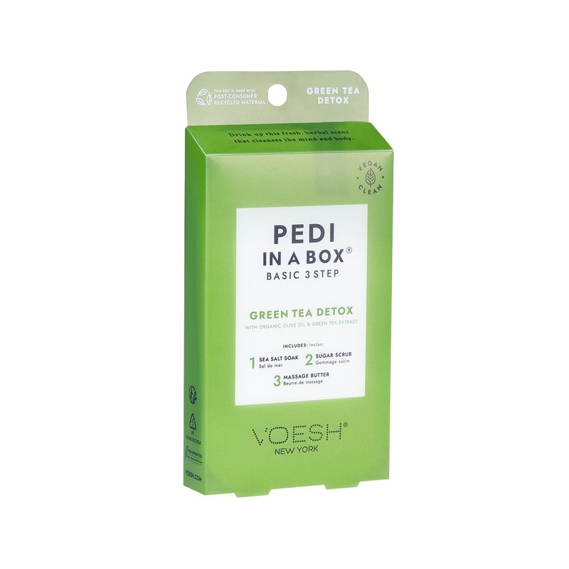 Voesh New York Pedi In A Box Basic Pedicure 3-Step Kit with Green Tea – At-Home Pedicure Set for Self-Care
