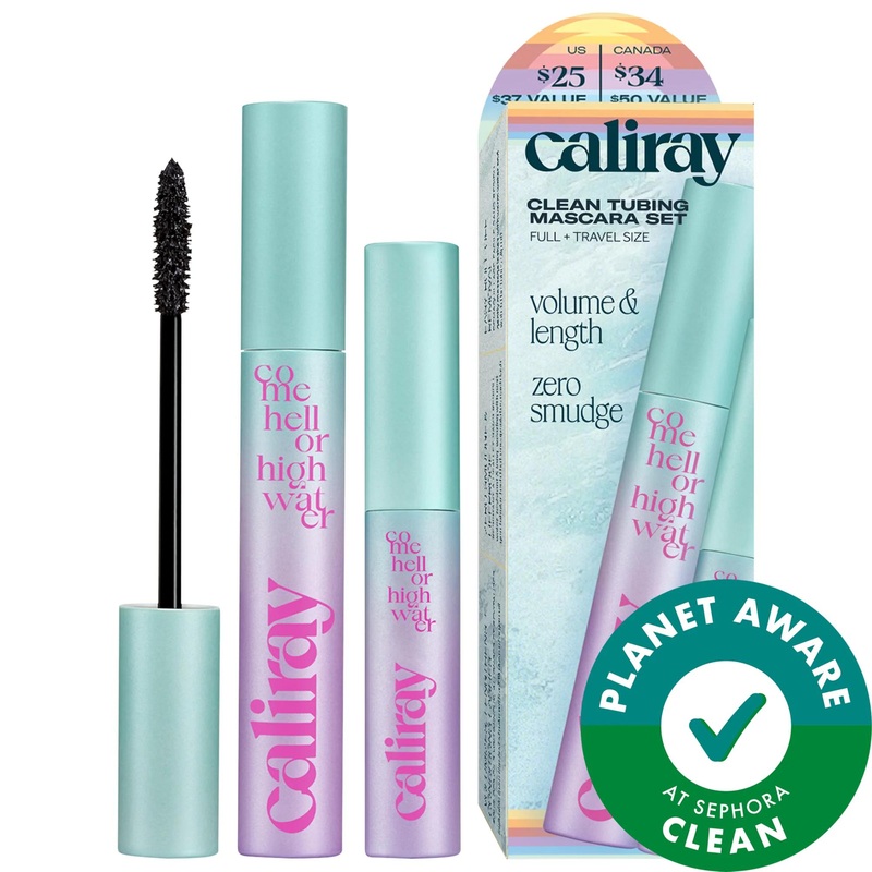 Come Hell or High Water: Smudge-Proof Tubing Mascara Set – Volumizing, Lengthening, Clean, Vegan – Full Size & Mini