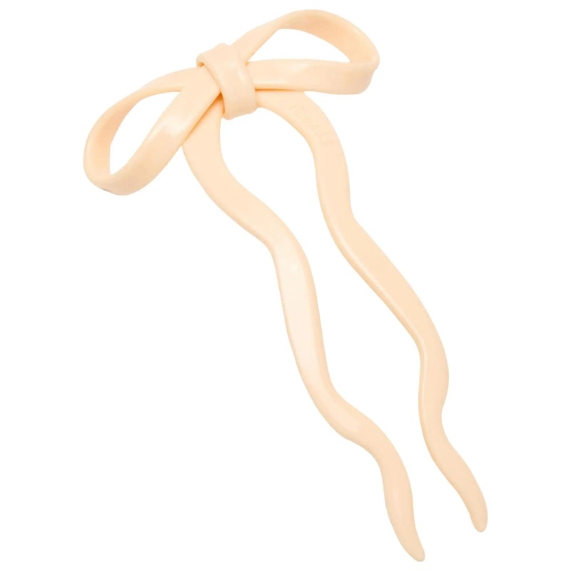 Cream Bow Hair Pin: Secure Your Bun with this Cute, Sustainable & Stylish Acetate Hair Accessory Suitable for All Hair Types