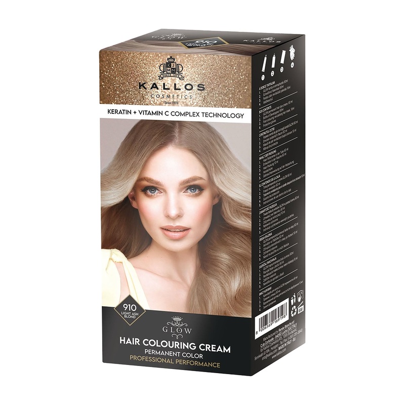 Kallos Glow 910 light ash blonde permanent color cream
