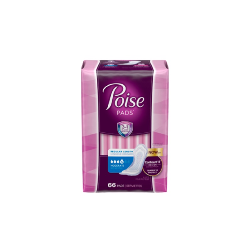 Poise Pads Regular Length 66 Pads