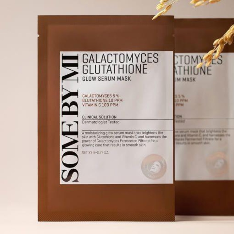SOME BY MI Galactomyces Glutathione Glow Serum Mask Sheet  22g x 10pcs | Vegan Brightening Sheet Masks for Radiant, Even-Toned Skin