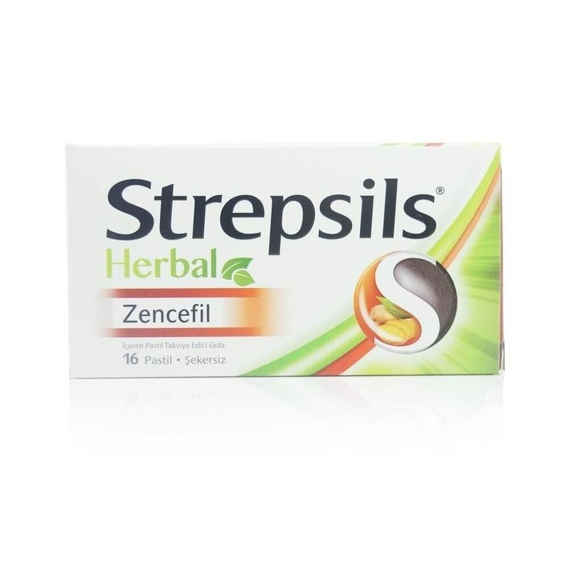 Strepsils Herbal Ginger Sugar-Free Lozenges – 16 Count – Natural Throat Relief