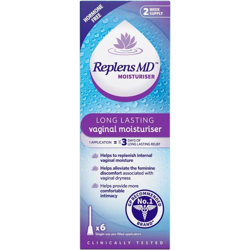 ReplensMD Long Lasting Vaginal Moisturiser  Pack of 6 | Hormone-Free Relief for Vaginal Dryness with Pre-Filled Applicators Pack Of 6