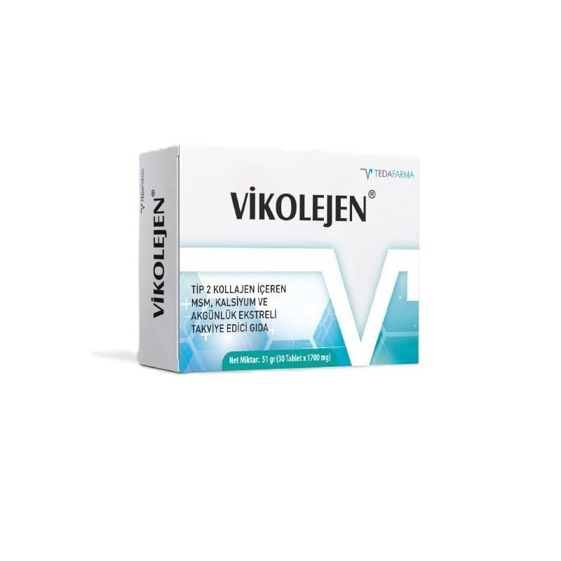 Vikolejen Type 2 Collagen Tablets: Joint Support, Pain Relief, Boswellia & MSM – 30 Count