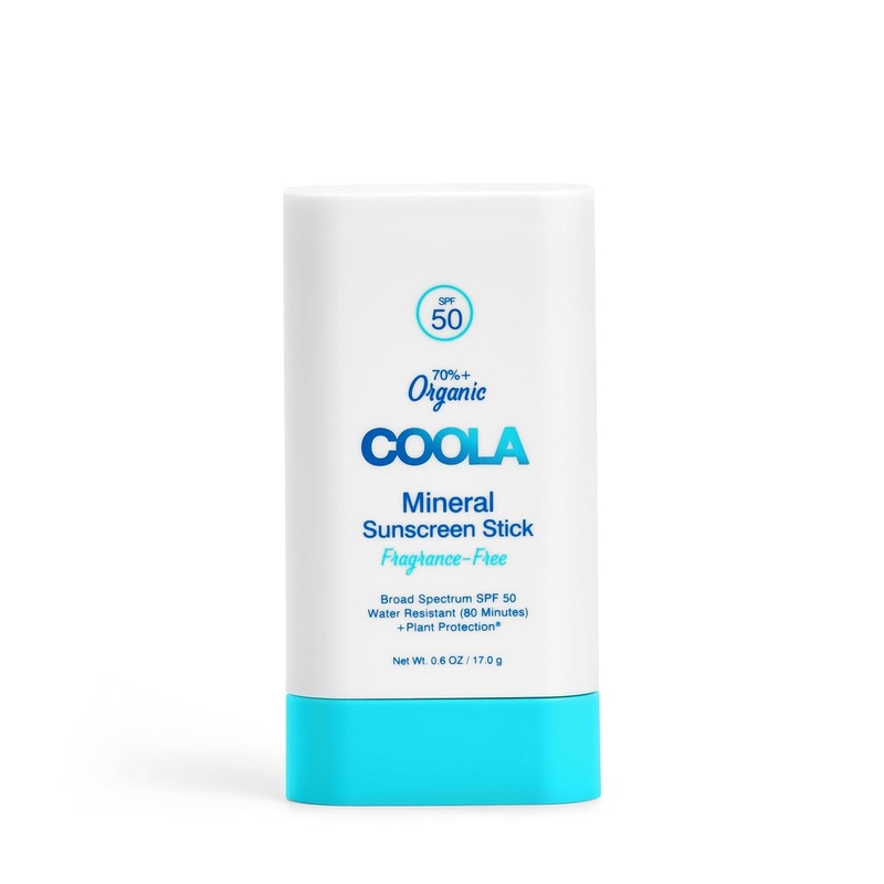 COOLA Mineral Sunscreen Stick SPF 50 Fragrance-Free  17g | Sheer, Sensitive Skin Protection with Non-Nano Zinc