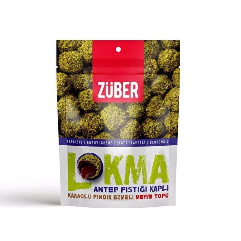 Zuber Gluten-Free Pistachio Coated Chocolate Hazelnut Treats – No Additives, Sugar-Free Confectionery