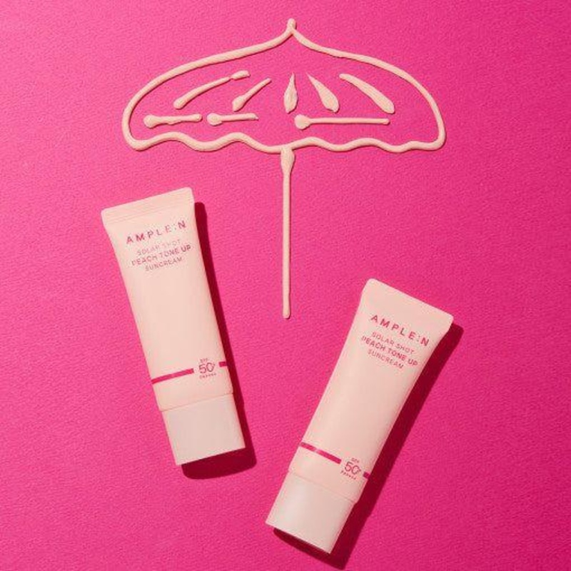 AMPLE:N Solar Shot Peach Tone Up Suncream  50ml | SPF 50+ PA++++ with Brightening Peach Extract