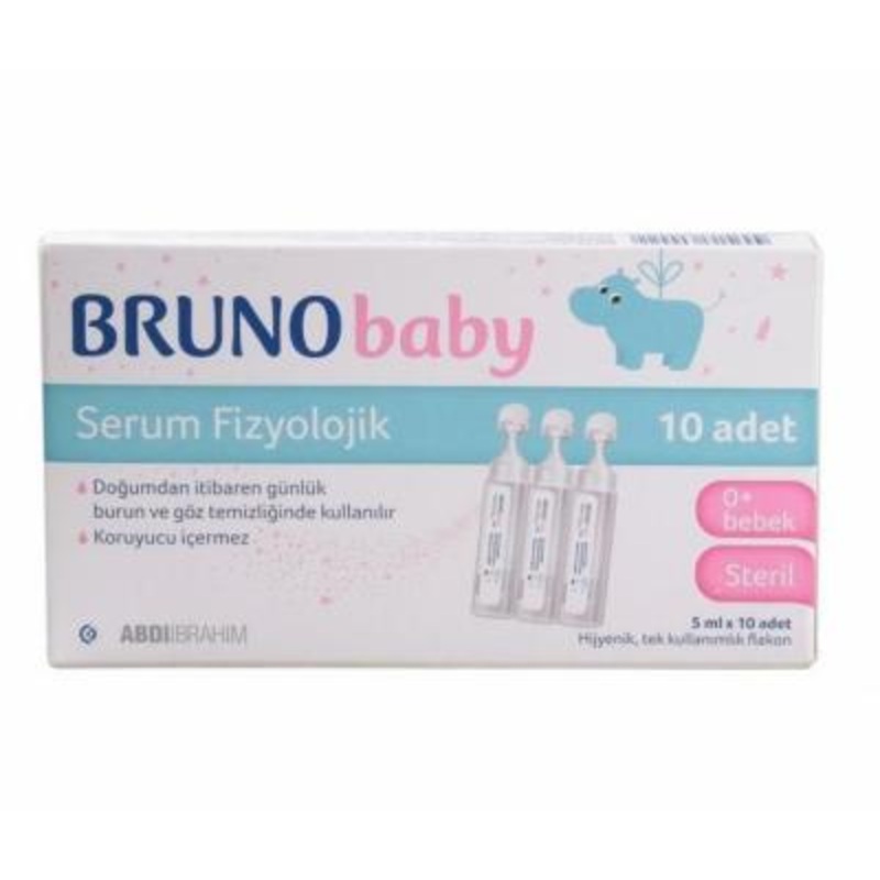 Bruno Baby Saline Solution for Nasal and Eye Care – 5ml x 10 Units, Preservative-Free, Gentle for Newborns