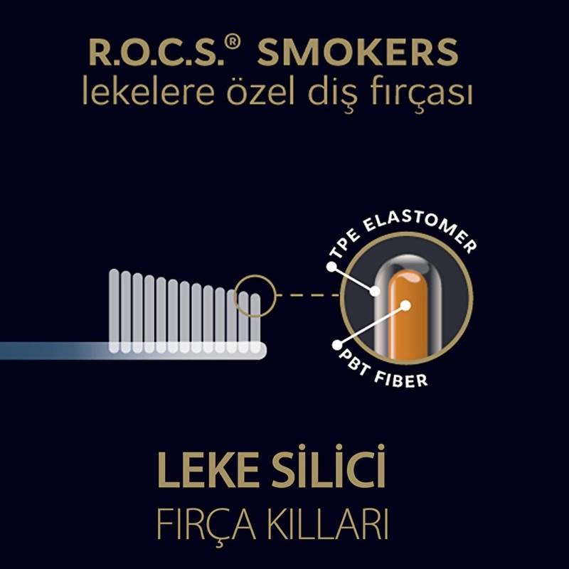 Rocs Stain Removal Toothbrush for Smokers, Coffee & Tea Drinkers – Whitening, Angled Head, Elastic Bristles