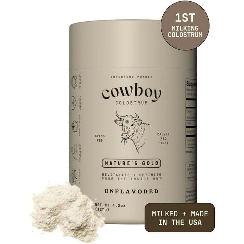 COWBOY COLOSTRUM Bovine Colostrum Powder for Women & Men  136g | First Day Milking, Immune & Gut Support (Unflavored, 40 Servings) Unflavored 4.8 Ounce (40 Servings)