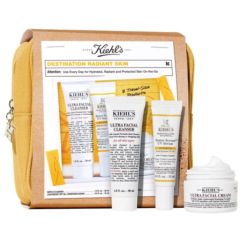 Destination Radiant: Hydrating Skincare Gift Set with SPF 50 – Travel Size for Dry Skin, Radiant Complexion & UV Protection