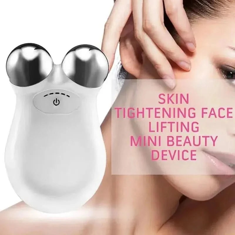 Facial Microcurrent Roller Massager  Portable Face Lifting Device for Wrinkles, Puffiness & Skin Tightening pink