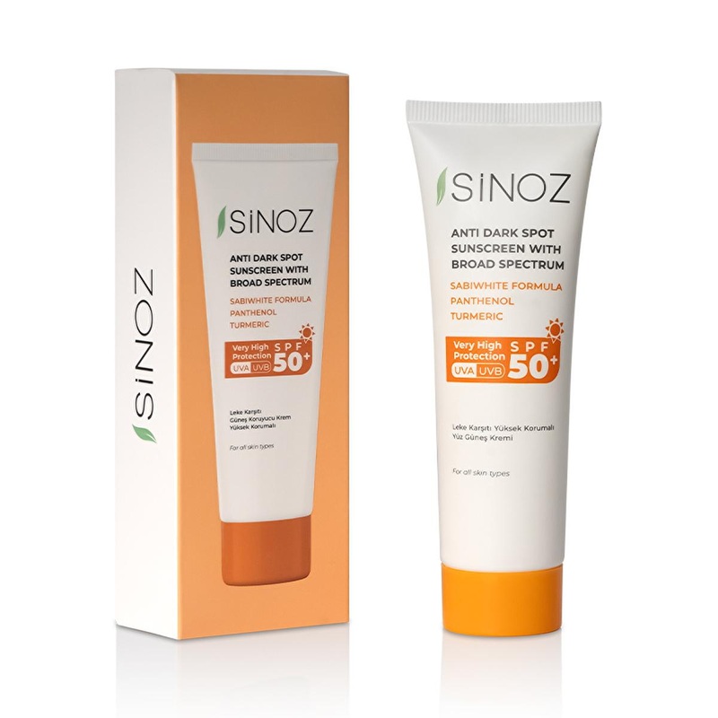 Sinoz SPF 50+ Anti-Spot Facial Sunscreen: Broad Spectrum Protection, Non-Greasy, Moisturizing – Perfect for All Skin Types, Prevents Sun Damage