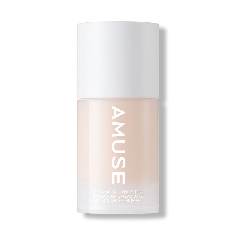 AMUSE Ceramic Skin Perfector Foundation SPF40 PA++  30ml | Semi-Matte, Hydrating Vegan Base Makeup #01 Porcelain