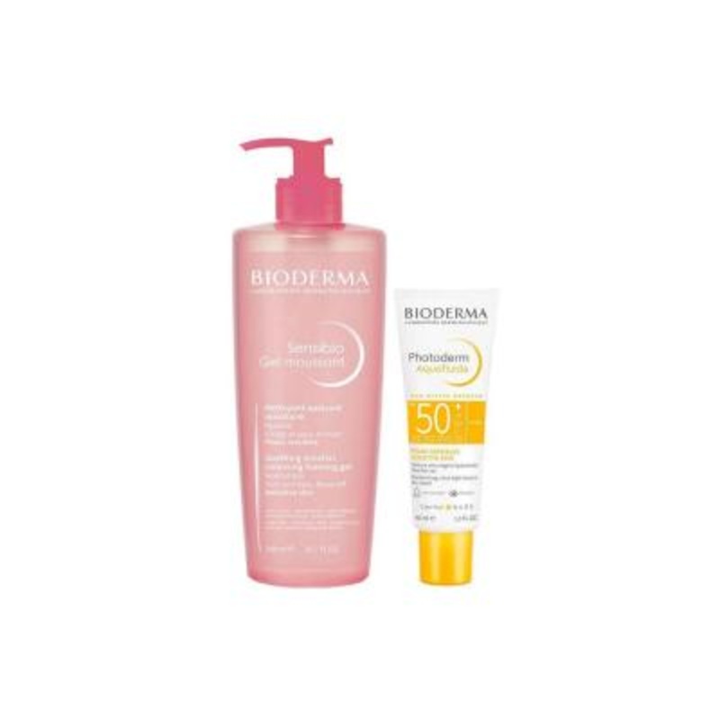 Bioderma Skincare Set – Sensitive Skin Care with Gentle Cleansing Gel & SPF50+ Sunscreen
