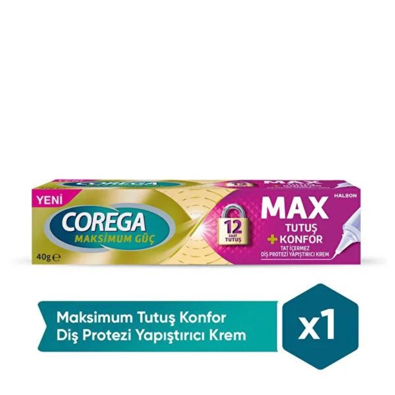 Corega Denture Adhesive Cream: All-Day Strong Hold & Cushion Comfort – Prevents Gum Irritation