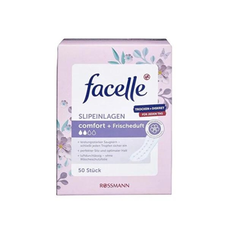 Facelle Daily Pads Normal, Fresh Scent 50 Count – Breathable Fabric, Odor Control, Comfortable Sanitary Pads for Women