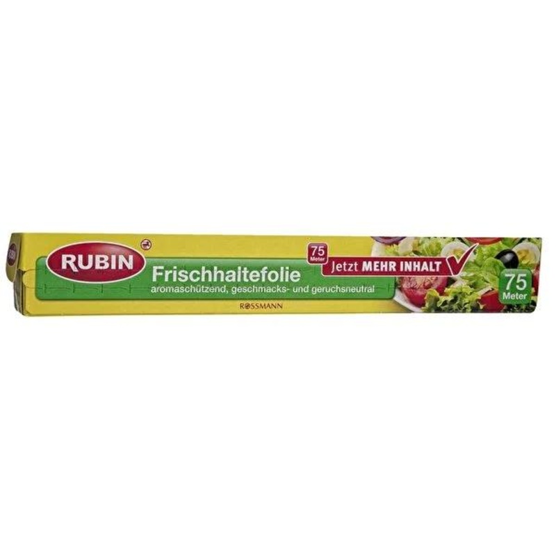 Rubin 75m Food Wrap Cling Film – Recyclable Polyethylene Plastic Wrap for Fresh Food Storage