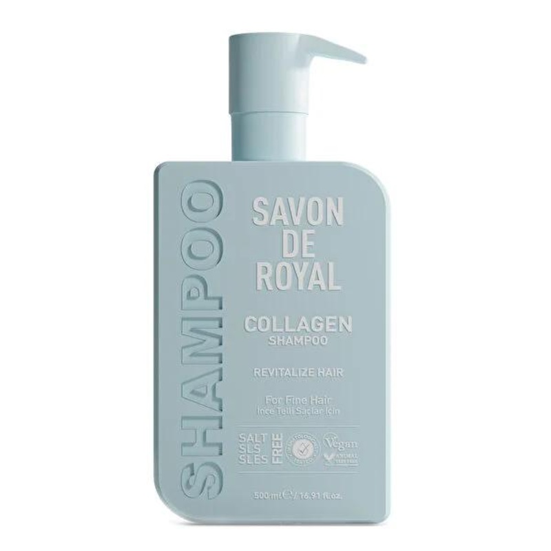 Savon De Royal Collagen Shampoo: Volumizing Vegan Formula for Fine Hair, SLS/SLES Free, Prevents Breakage – 500ml