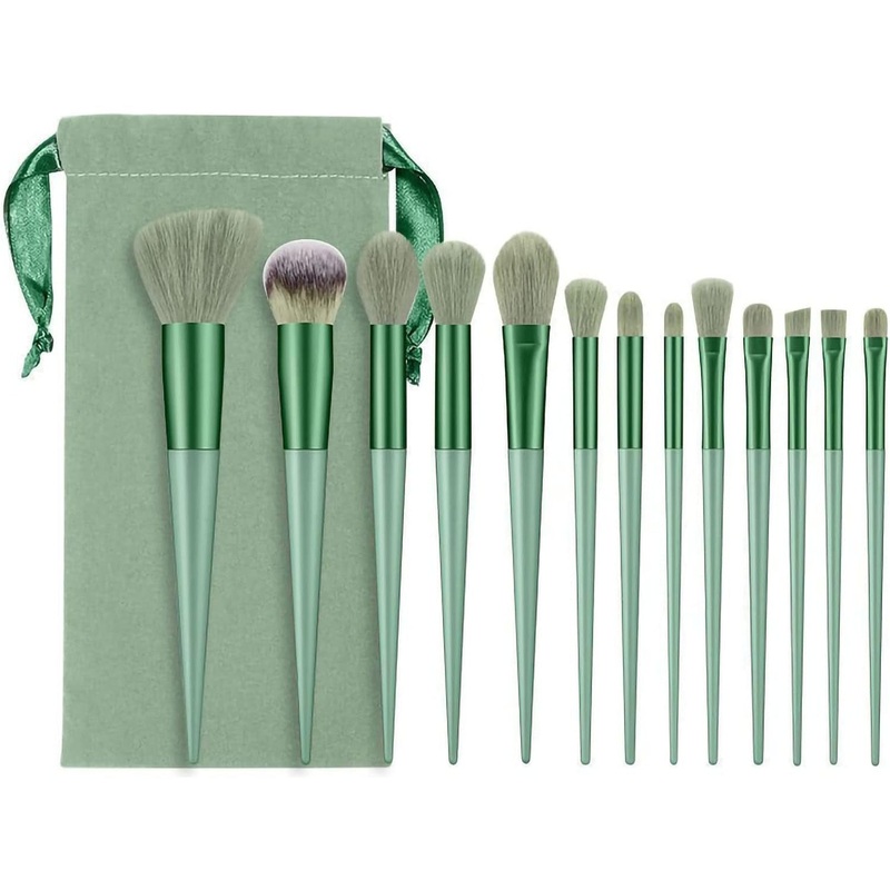TITA-DONG 13Pcs Makeup Brush Set Tool Kit (Green) Green