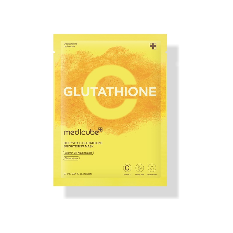 Medicube Deep Vita C Glutathione Brightening Mask  27g x 5 Sheets | Vitamin C, Glutathione & Niacinamide for Radiant, Even-Toned Skin