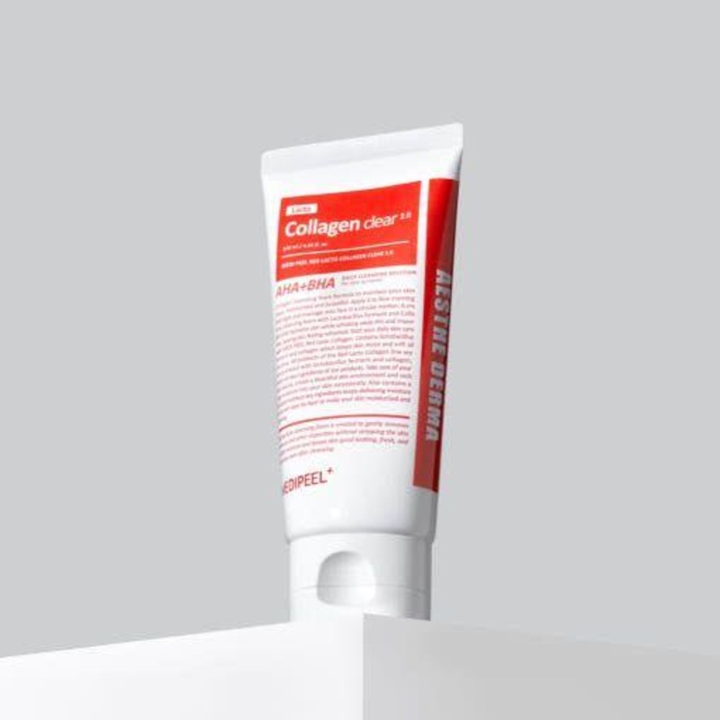 MEDIPEEL Red Lacto Collagen Clear 2.0  120ml  Anti-Aging Foam Cleanser with Collagen & Peptides for Hydrated, Poreless Skin